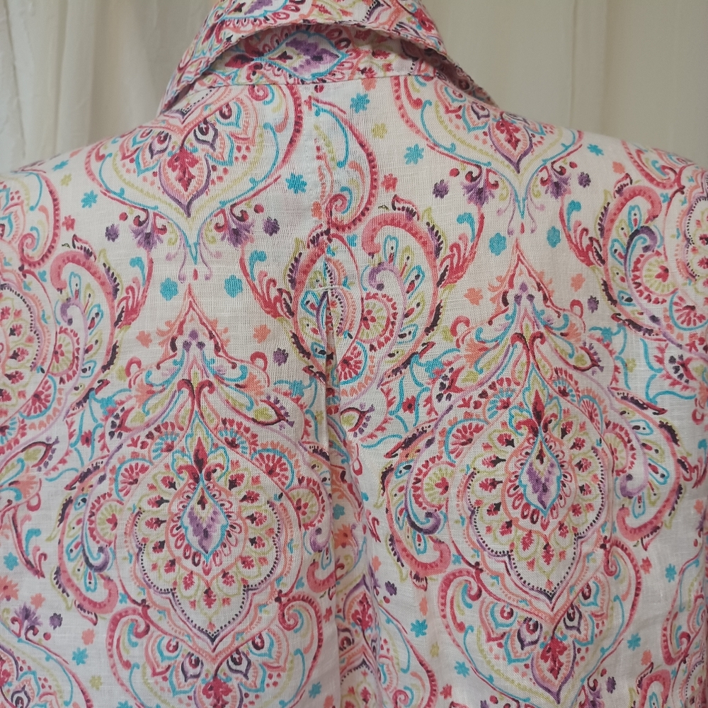 Chico's Women Size 16/18   Multicolor Paisley Blouse - Picture 6 of 11